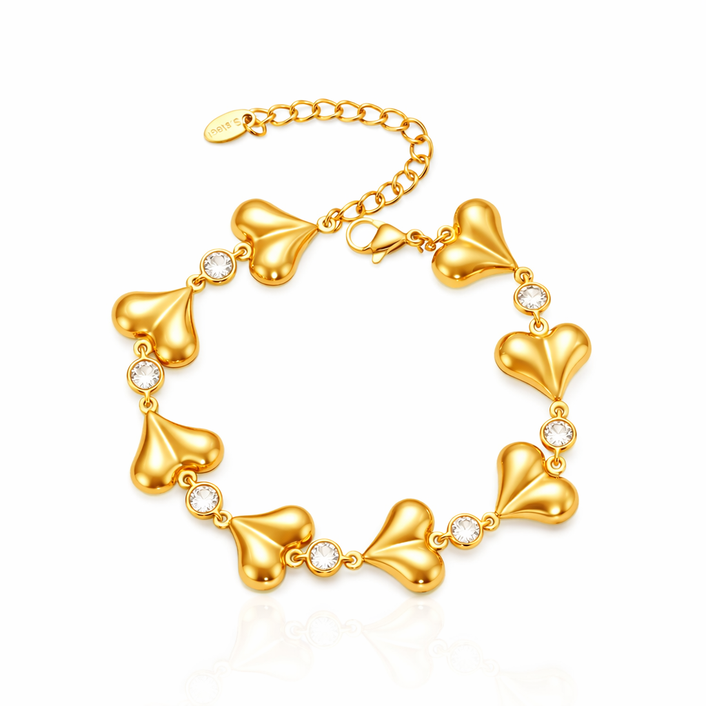 Golden Heart Charm Bracelet