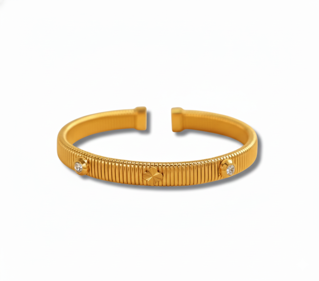 Gold Woven Rope Bangle Set - Textured Stackable Cuffs with Pave Crystal Accents