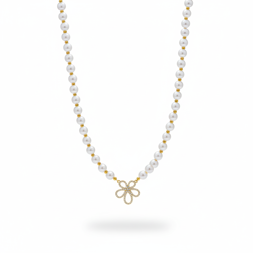 Floral Gem Pearl Statement Choker Necklace