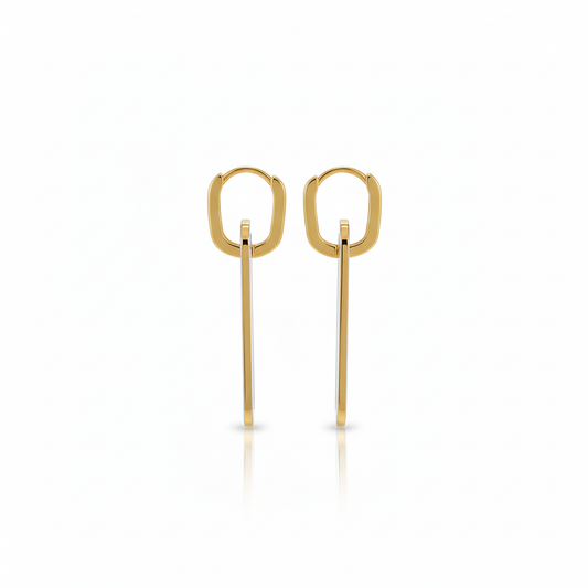 Modern Oblong Hoop Pearl Drop Earrings