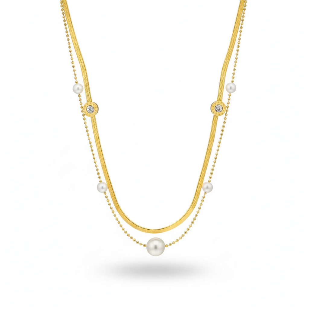 Opulent Layered Pearl & Wave Choker Necklace