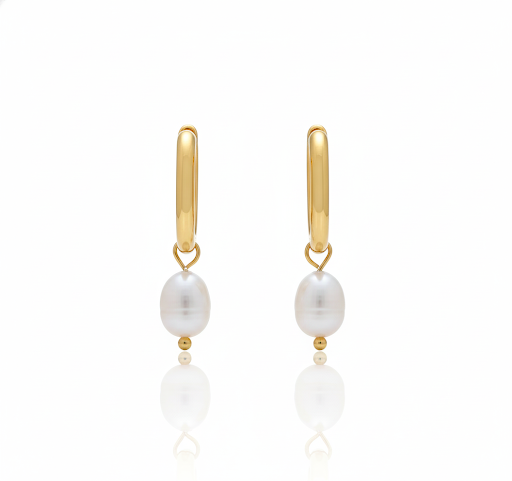Elegant Gold Hoop Pearl Earrings