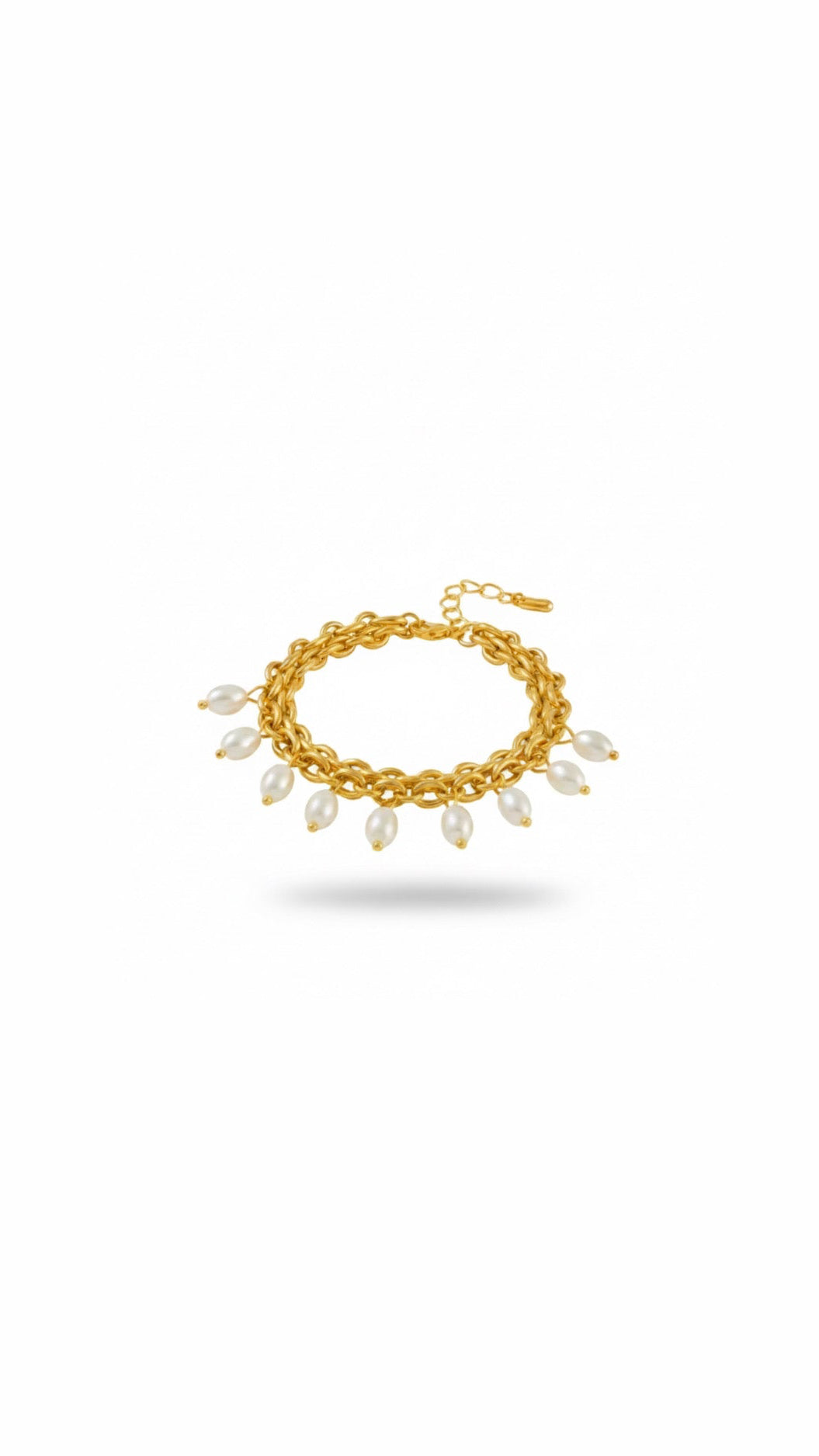 Heavy Pearl Tassel Bracelet - Exaggerated Gold Chain with Drop Pearls