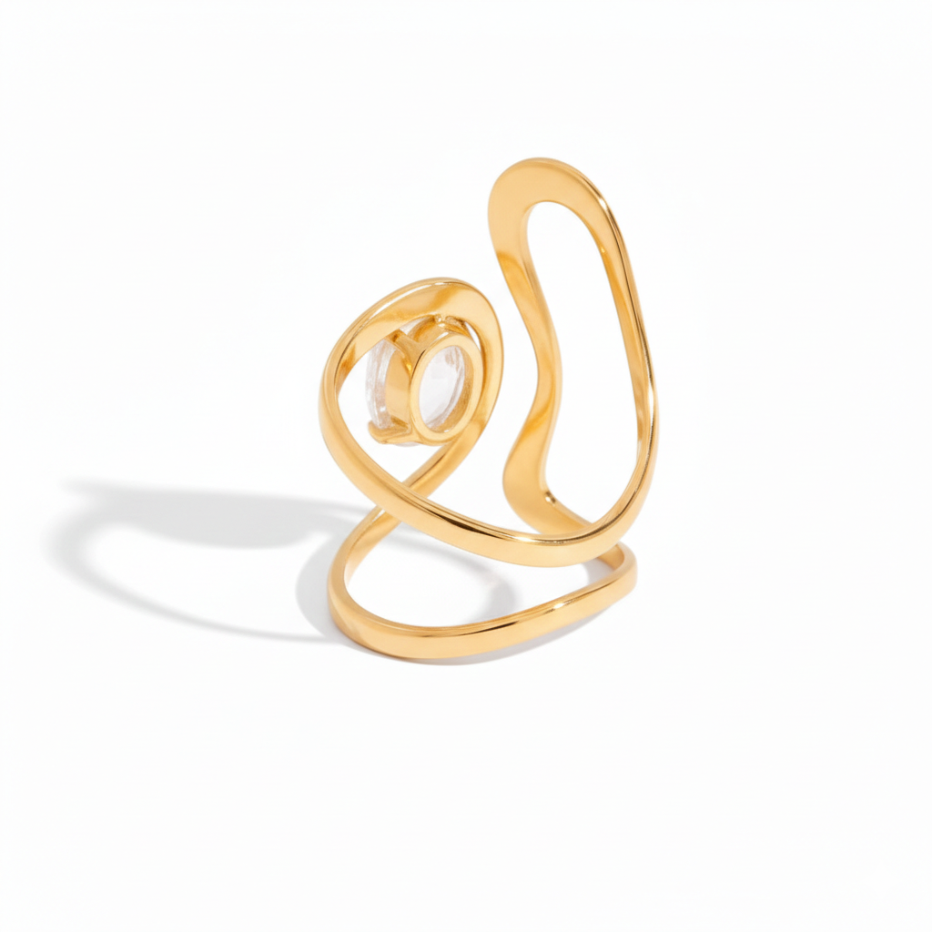 Infinity Wrap Crystal Gold Ring
