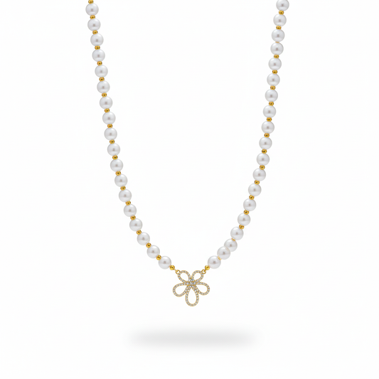 Floral Gem Pearl Statement Choker Necklace