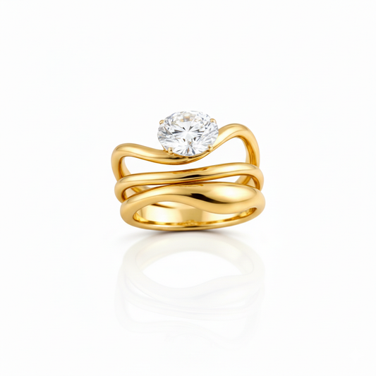 Layered Wrap Crystal Gold Ring