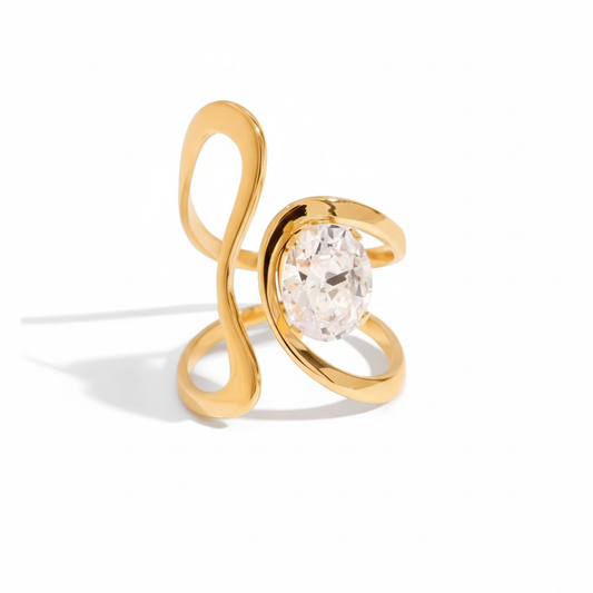 Infinity Wrap Crystal Gold Ring
