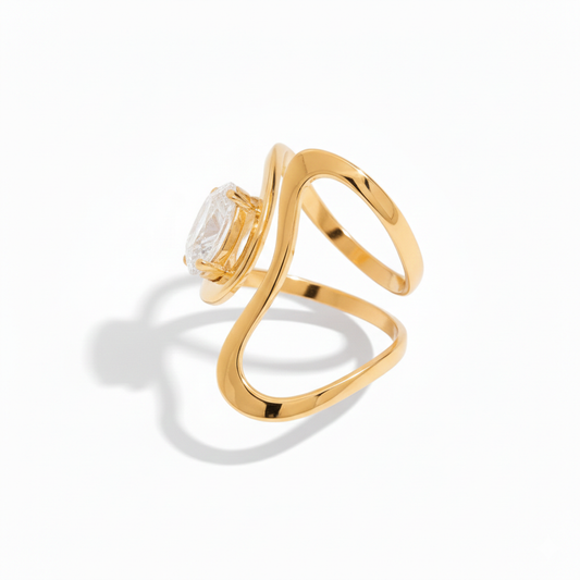 Infinity Wrap Crystal Gold Ring