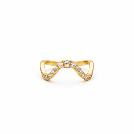 Pavé Wave Gold Ring