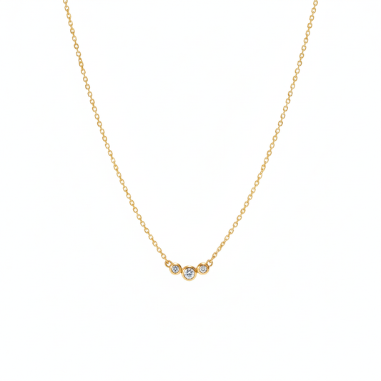 Triple Bezel Crystal Gold Necklace