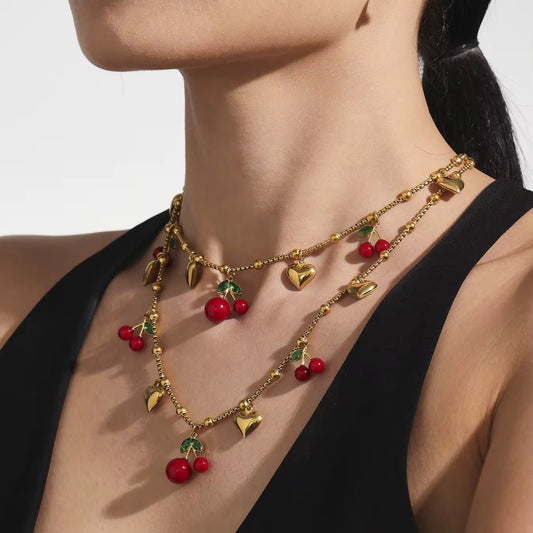 Hot Cherry Gold Necklace