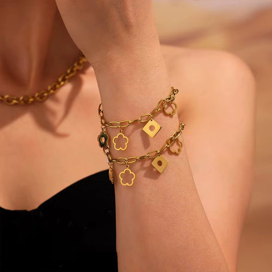 Triple Chain Butterfly and Crystal Bracelet - Delicate Layered Butterfly Centerpiece